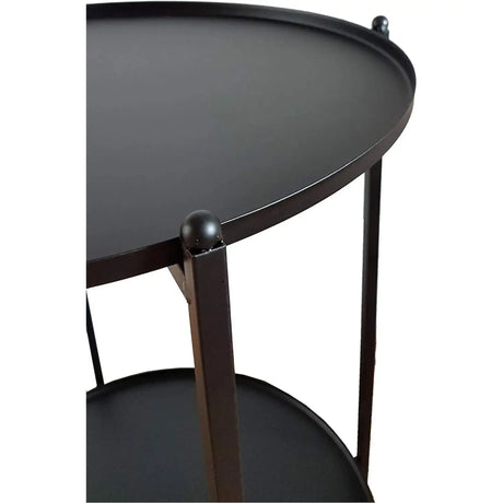Beistelltisch kleiner Couchtisch Metalltisch Wohnzimmertisch rund schwarz Metall - Beistelltisch