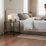 Beistelltisch Metall Holz Couchtisch Kaffeetisch Tisch Nachttisch schwarz Indoor - Beistelltisch