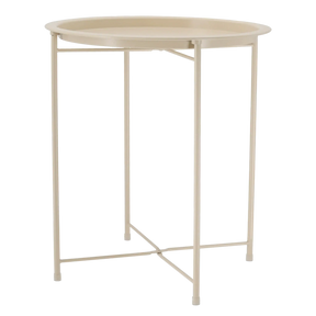 Beistelltisch Metalltisch beige rund 37x42 cm mit Tablett Tisch Ablagefläche Couchtisch - Beistelltisch