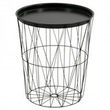 Beistelltisch Metalltisch Couchtisch Drahttisch rund schwarz 46x40 cm Tablett funktion - Beistelltisch