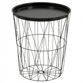 Beistelltisch Metalltisch Couchtisch Drahttisch rund schwarz 46x40 cm Tablett funktion - Beistelltisch