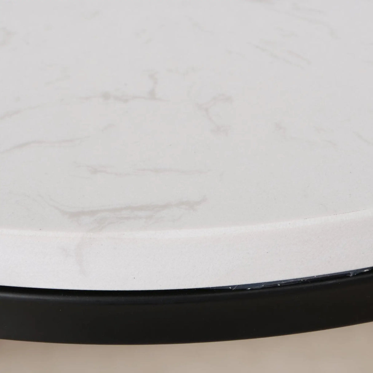 Beistelltisch schwarz mit weißer Marmorplatte Steinplatte Marmor Couchtisch rund 55 cm - Beistelltisch