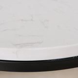 Beistelltisch schwarz mit weißer Marmorplatte Steinplatte Marmor Couchtisch rund 55 cm - Beistelltisch