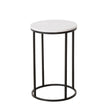 Beistelltisch schwarz mit weißer Marmorplatte Steinplatte Marmor Couchtisch rund 55 cm - Beistelltisch