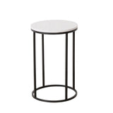 Beistelltisch schwarz mit weißer Marmorplatte Steinplatte Marmor Couchtisch rund 55 cm - Beistelltisch