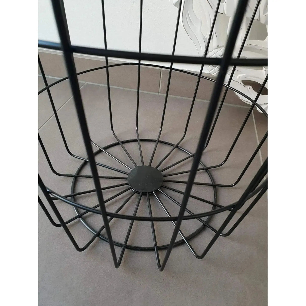 Beistelltisch Tisch mit Stauraum Ø 39 cm H=41 cm Metall/Holz Nachttisch Schwarz - Beistelltisch