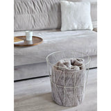 Beistelltisch warmes grau Nussbaum Rund Couchtisch 37x40 cm Metall Holz - Beistelltisch