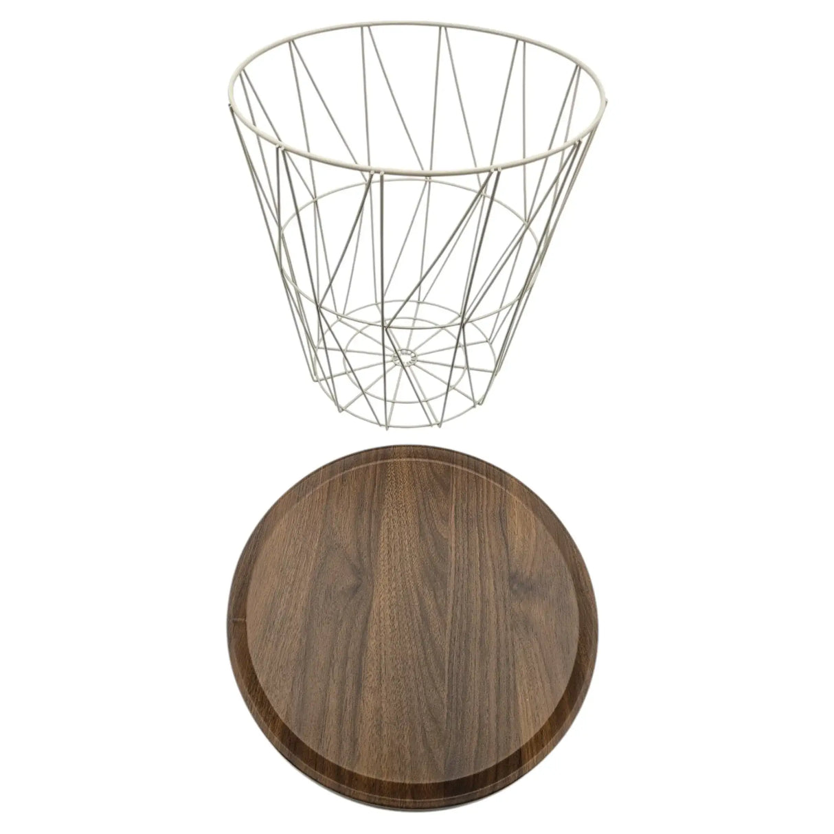 Beistelltisch warmes grau Nussbaum Rund Couchtisch 37x40 cm Metall Holz - Beistelltisch