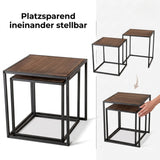 Beistelltische Lagos 2er Set – Metall Schwarz & Holzoptik Braun - Beistelltisch