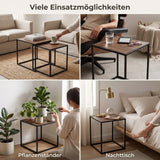 Beistelltische Lagos 2er Set – Metall Schwarz & Holzoptik Braun - Beistelltisch