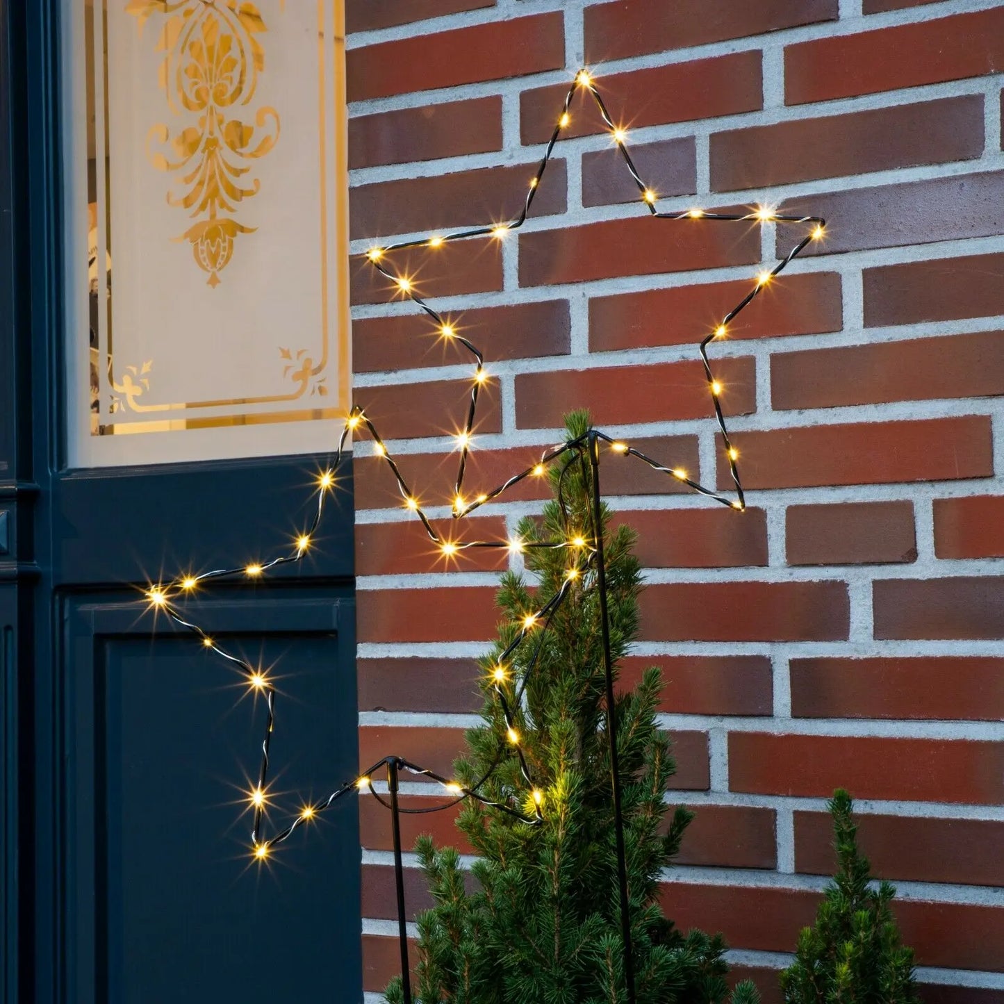 Gartenstecker Stern LED Weihnachtsbeleuchtung batterie Timer warmweiß 50x98 cm