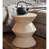 Couchtisch Beistelltisch beige 37x30 Retro Metalltisch rund kleiner Tisch B-Ware - Beistelltisch