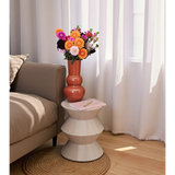 Couchtisch Beistelltisch beige 37x30 Retro Metalltisch rund kleiner Tisch B-Ware - Beistelltisch