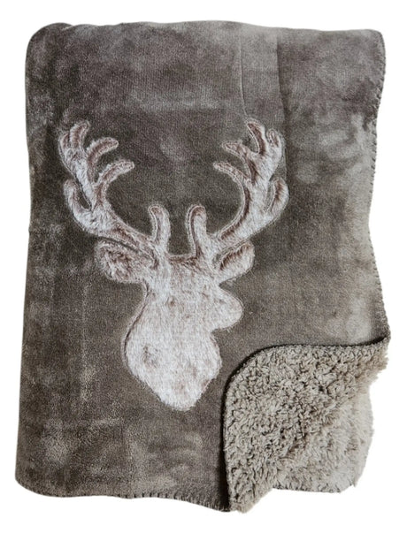 Decke Kuscheldecke Tagesdecke Wohndecke Hirsch Winter 150x200 kuschelig weich - Wohndecke