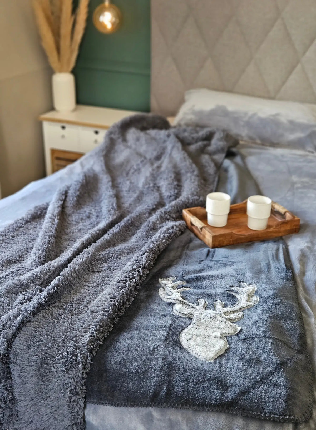 Decke Kuscheldecke Tagesdecke Wohndecke Hirsch Winter 150x200 kuschelig weich - Wohndecke