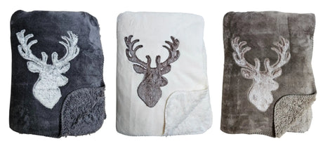 Decke Kuscheldecke Tagesdecke Wohndecke Hirsch Winter 150x200 kuschelig weich - Wohndecke