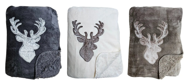 Decke Kuscheldecke Tagesdecke Wohndecke Hirsch Winter 150x200 kuschelig weich - Wohndecke