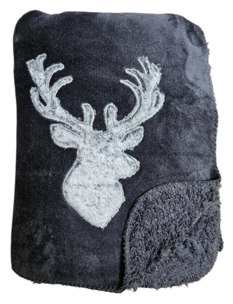 Decke Kuscheldecke Tagesdecke Wohndecke Hirsch Winter 150x200 kuschelig weich - Wohndecke