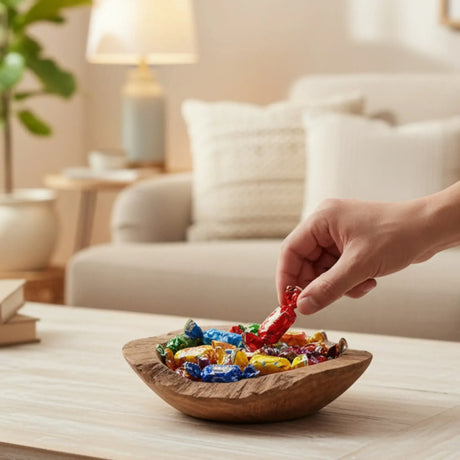 Dekoschale 2er Set Teakschale Aufbewahrung rund 15 cm Wurzelholz Massiv - Dekoschale