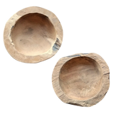 Dekoschale 2er Set Teakschale Aufbewahrung rund 15 cm Wurzelholz Massiv - Dekoschale