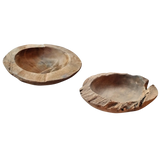 Dekoschale 2er Set Teakschale Aufbewahrung rund 15 cm Wurzelholz Massiv - Dekoschale
