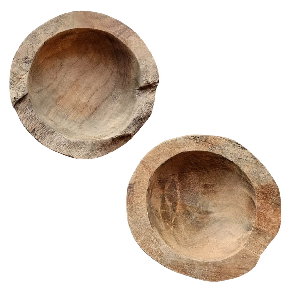 Dekoschale 2er Set Teakschale Aufbewahrung rund 15 cm Wurzelholz Massiv - Dekoschale