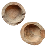 Dekoschale 2er Set Teakschale Aufbewahrung rund 15 cm Wurzelholz Massiv - Dekoschale
