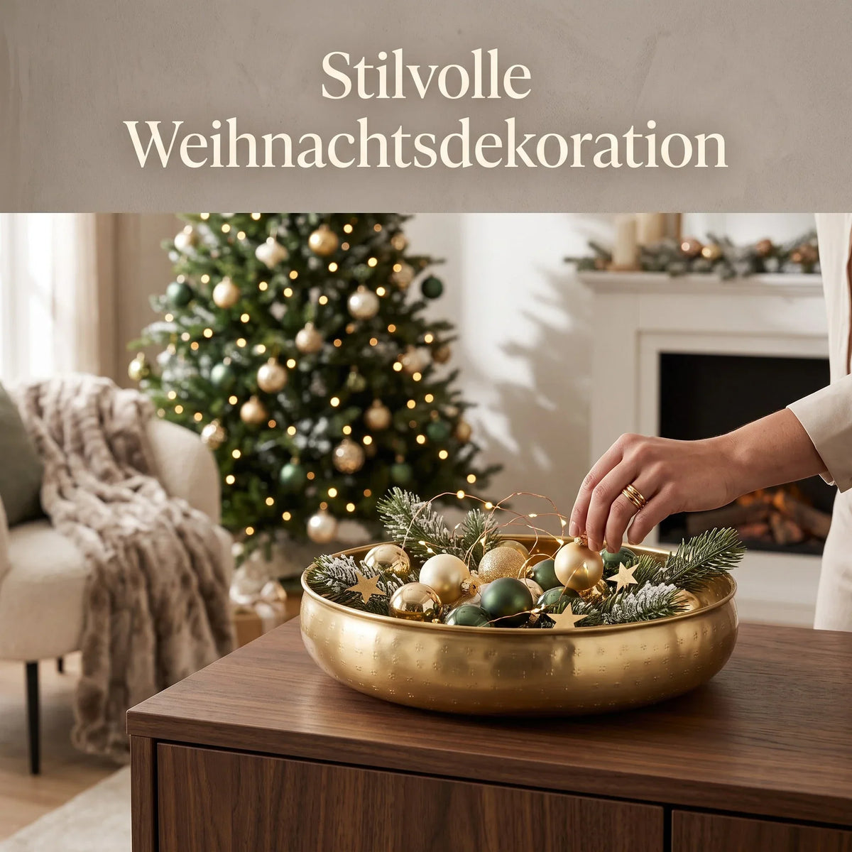 Dekoschale Arietta Gold Ø 30 cm – Metallschale & Obstschale - Dekoschale