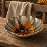 Dekoschale Blume Gold Ø 21 cm – Aluminium Schale mit Filzboden - Dekoschale