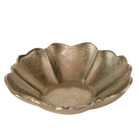 Dekoschale Blume Gold Ø 21 cm – Aluminium Schale mit Filzboden - Dekoschale