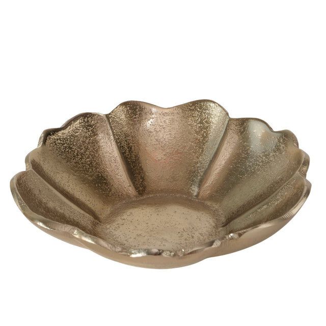 Dekoschale Blume Gold Ø 21 cm – Aluminium Schale mit Filzboden - Dekoschale