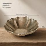 Dekoschale Blume Gold Ø 21 cm – Aluminium Schale mit Filzboden - Dekoschale