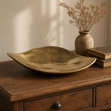 Dekoschale Gold 41 cm – Längliche Aluminiumschale mit Filzboden - Dekoschale