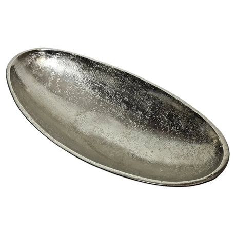 Dekoschale Metall silber Schale Metallschale oval Deko Tischdeko Länge 34 cm - Dekoschale