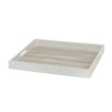Dekotablett Landhaus-Stil Weiß Tablett Klein Mittel Groß Rund Rechteck Holz - Tablett Groß 40 x 35 x 4 cm - Dekotablett