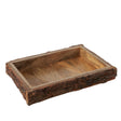 Dekotablett Mangoholz 36 x 25 cm – Massiv mit Baumrinde - Holztablett