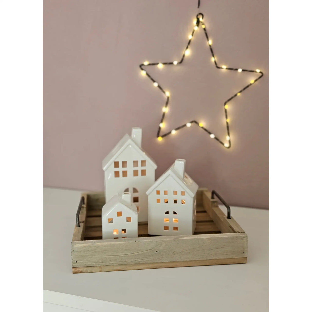 Dekotablett Serviertablett Holztablett braun 30 cm cm Holz Metallgriff dekorativ 2er Set - Dekotablett