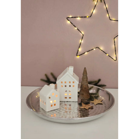 Dekoteller Dekoschale silber Metallschale Hammerschlag Unikat Kerzentablett Kerzenschale - Dekoschale