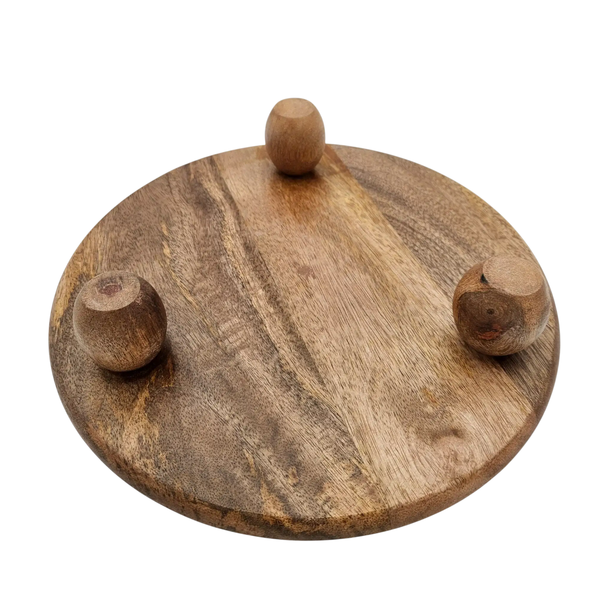 Dekoteller rund auf Füßen Kerzentablett Mangoholz 29 cm Holztablett Blumenhocker Dekorativ - Dekoteller