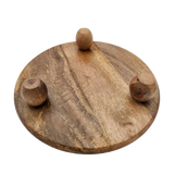 Dekoteller rund auf Füßen Kerzentablett Mangoholz 29 cm Holztablett Blumenhocker Dekorativ - Dekoteller
