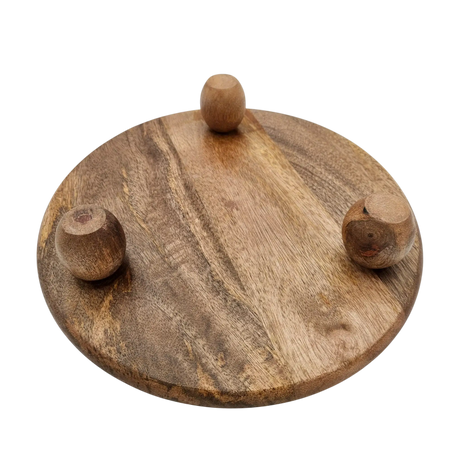 Dekoteller rund auf Füßen Kerzentablett Mangoholz 29 cm Holztablett Blumenhocker Dekorativ - Dekoteller