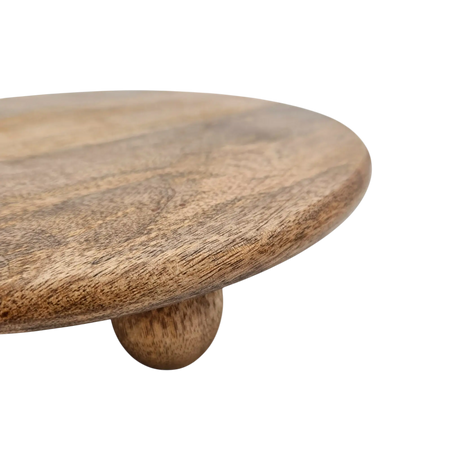 Dekoteller rund auf Füßen Kerzentablett Mangoholz 29 cm Holztablett Blumenhocker Dekorativ - Dekoteller