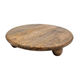 Dekoteller rund auf Füßen Kerzentablett Mangoholz 29 cm Holztablett Blumenhocker Dekorativ - Dekoteller