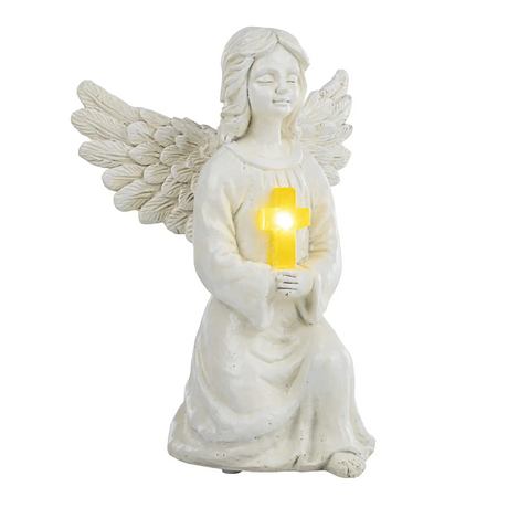 Engel Figur Gartendeko Solar Gartenfiguren Außen LED 22x16 Schutzengel Grab - Solarleuchte