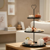 Etagere Paris schwarz 48x30 rund Metall 3 Schichten 3-Stöckig Vintage Muffin Herz - Etagere