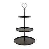 Etagere Paris schwarz 48x30 rund Metall 3 Schichten 3-Stöckig Vintage Muffin Herz - Etagere