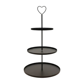 Etagere Paris schwarz 48x30 rund Metall 3 Schichten 3-Stöckig Vintage Muffin Herz - Etagere