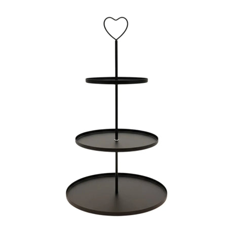 Etagere Paris schwarz 48x30 rund Metall 3 Schichten 3-Stöckig Vintage Muffin Herz - Etagere