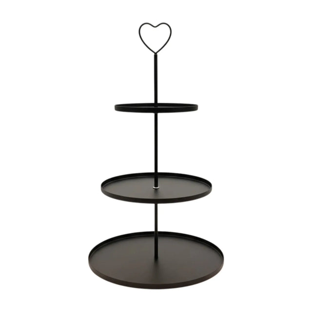Etagere Paris schwarz 48x30 rund Metall 3 Schichten 3-Stöckig Vintage Muffin Herz - Etagere