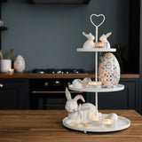 Etagere Paris weiß 48x30 rund Metall 3 Schichten 3-Stöckig Vintage Muffin Herz - Etagere